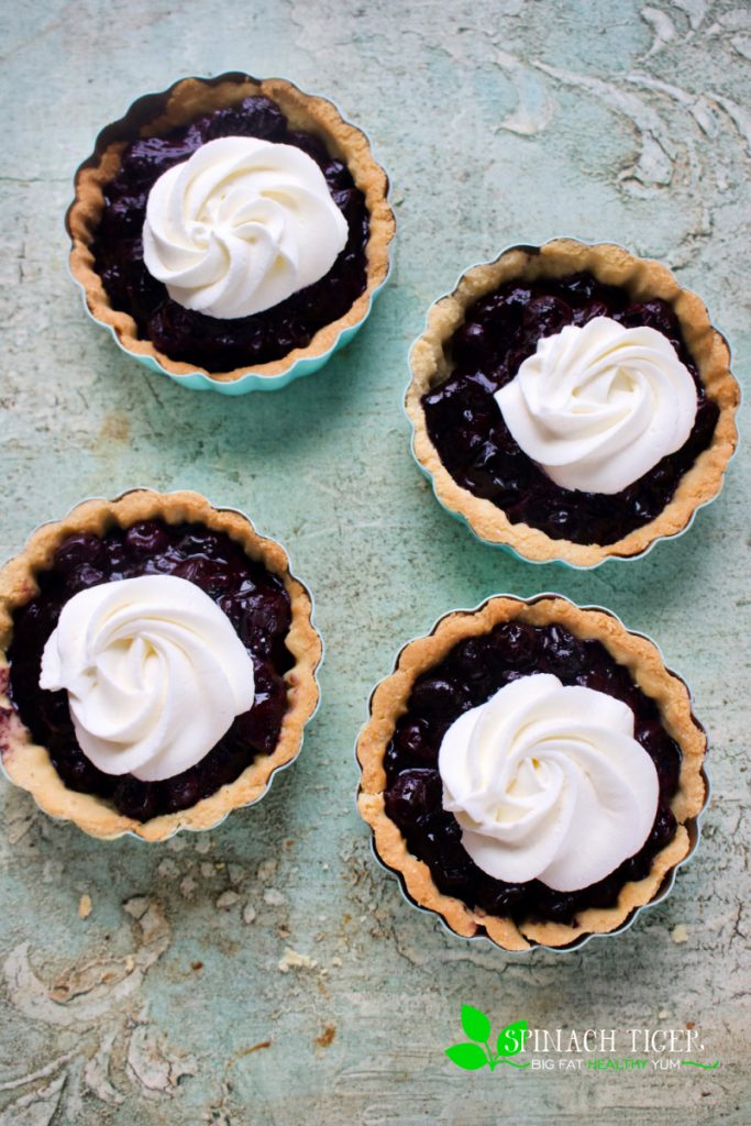 Sugar Free Blueberry Tarts with Whipped Cream