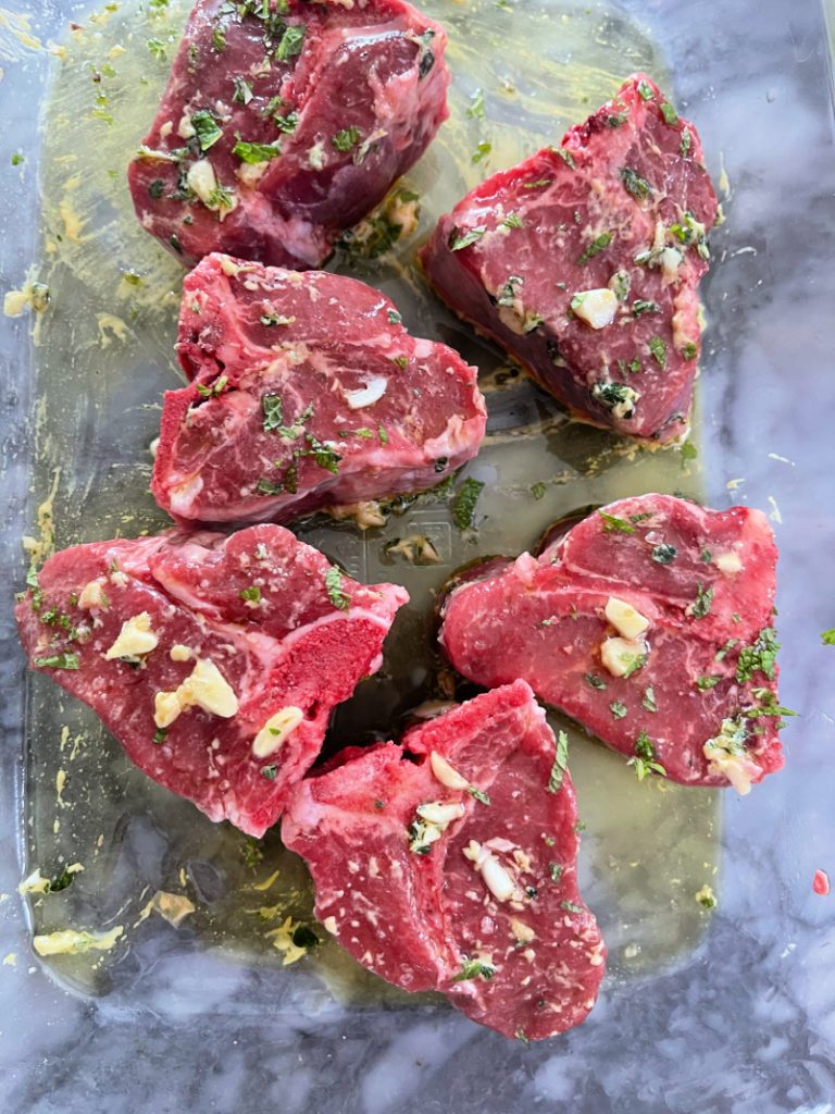 Raw Marinated Lamb Chops
