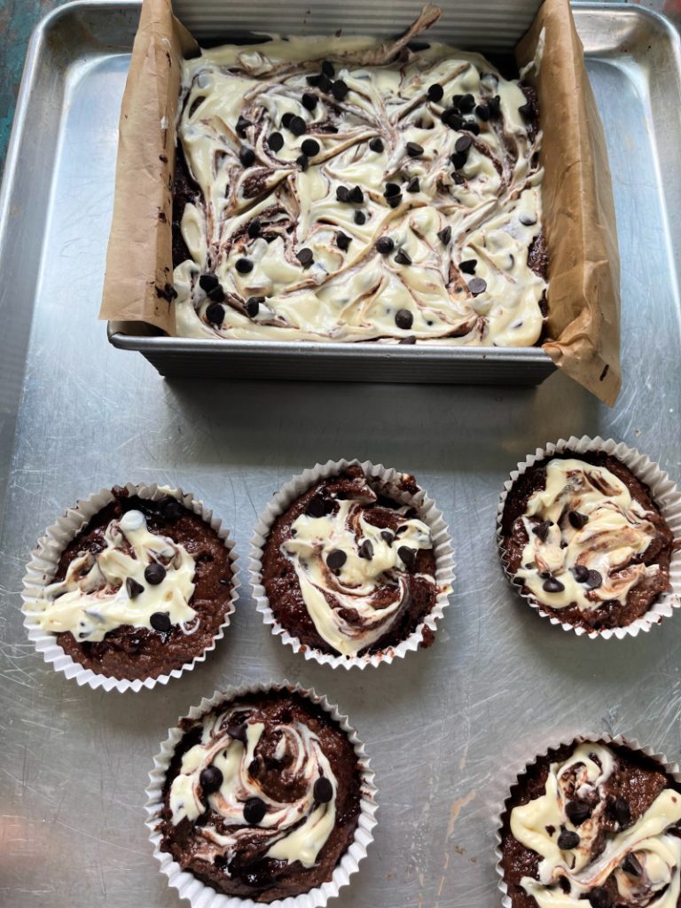 Unbaked Keto Black Bottom Brownies
