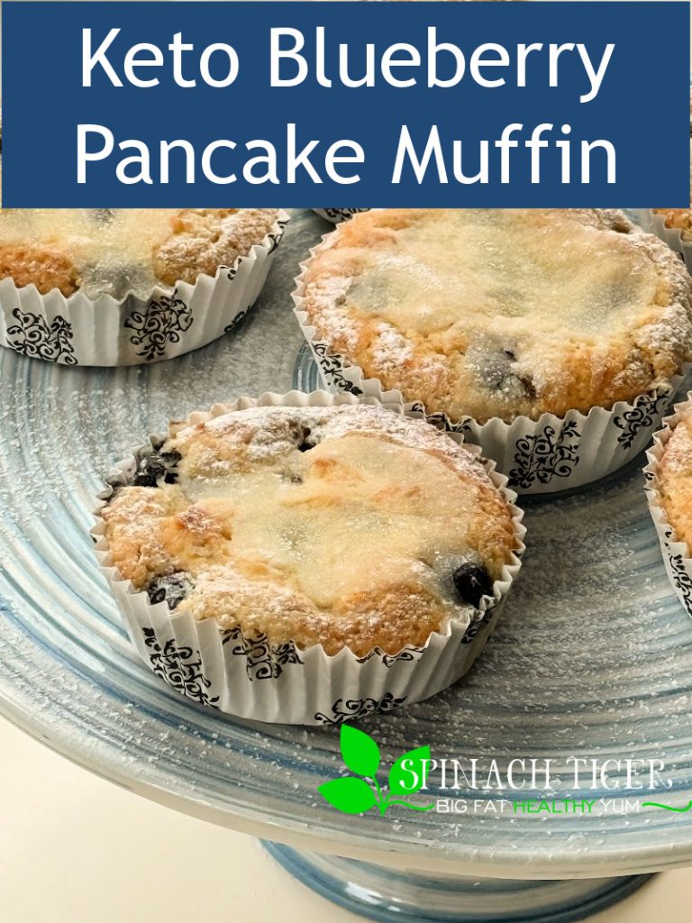 Keto blueberry pancake muffin from Spinach Tiger