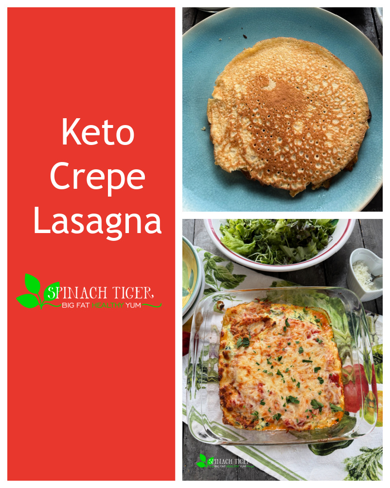 Keto Crepe Lasagna made with keto crepes, ricotta cheese, mozzarella, tomato sauce, (spinach or sausage). You won't believe how close this lasagna is to the traditional. via @angelaroberts