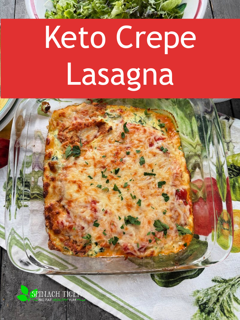 Keto Crepe Lasagna made with keto crepes, ricotta cheese, mozzarella, tomato sauce, (spinach or sausage). You won't believe how close this lasagna is to the traditional. via @angelaroberts