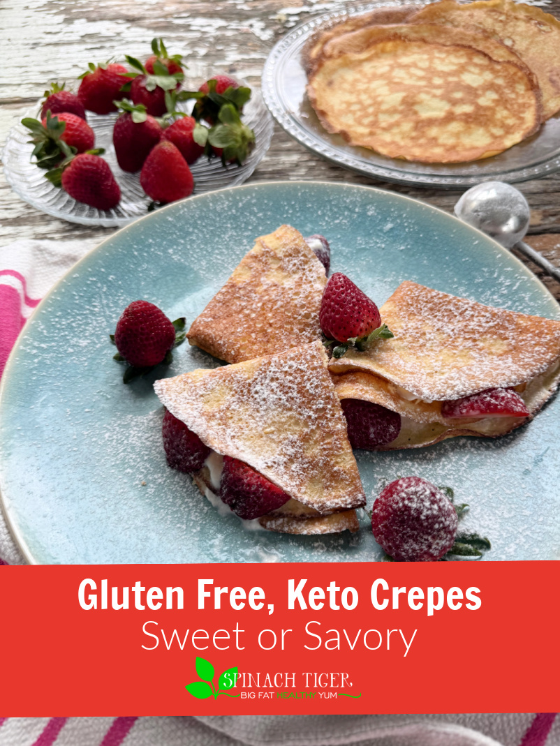 Make these amazing keto crepes at only max 2 net carbs each. Make savory or sweet. via @angelaroberts