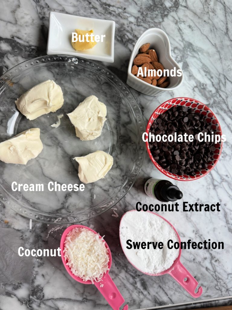 Ingredients for Keto Almond Joy Candy Bar