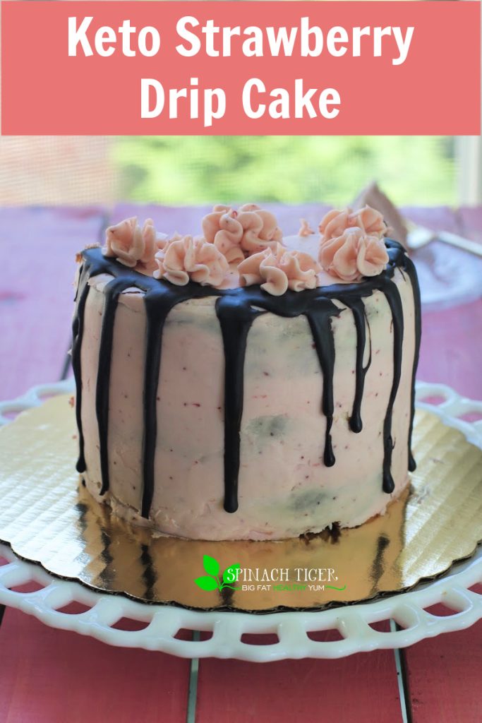 Keto Strawberry Drip Cake