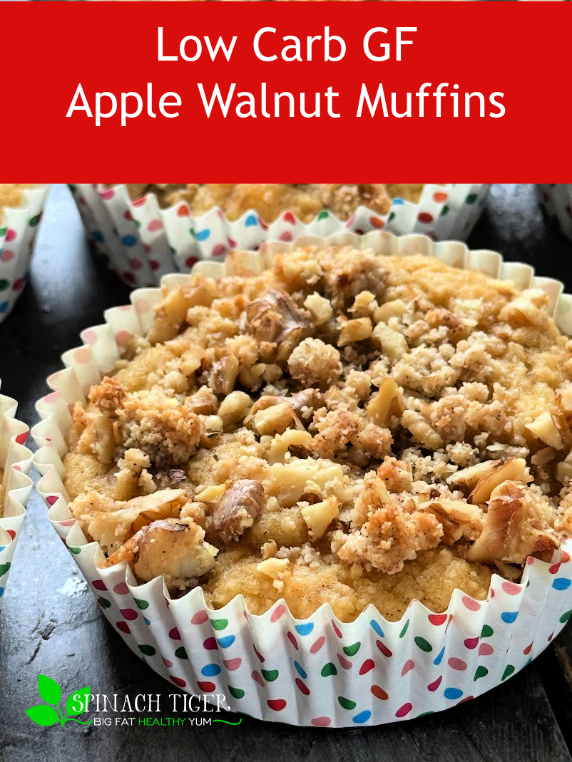 Low Carb, Sugar Free, Gluten Free, APPLE WALNUT MUFFINS, made with almond flour. via @angelaroberts