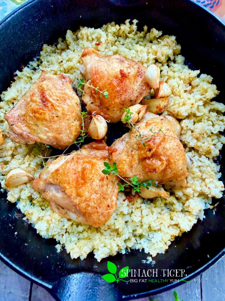 Olive Oil Chicken Thighs with Cauliflower Rice