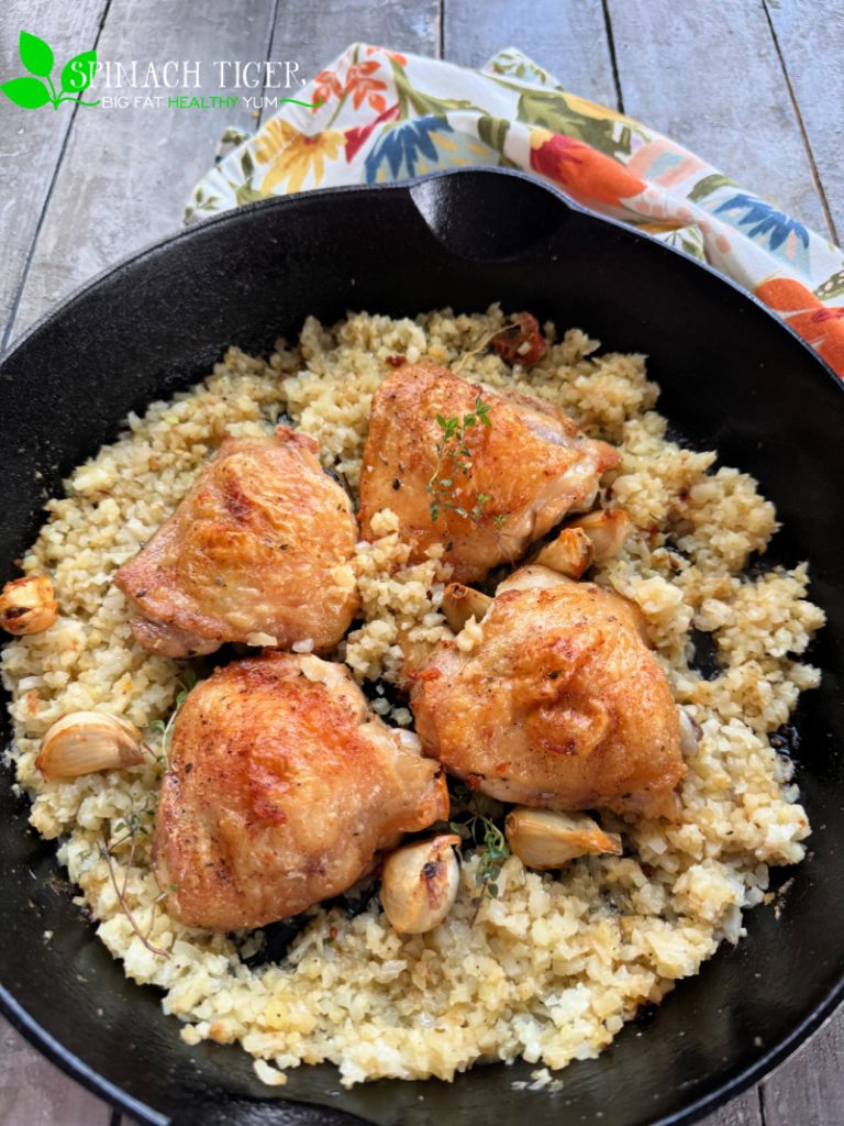 Olive Oil Chicken Thighs with Cauliflower Rice