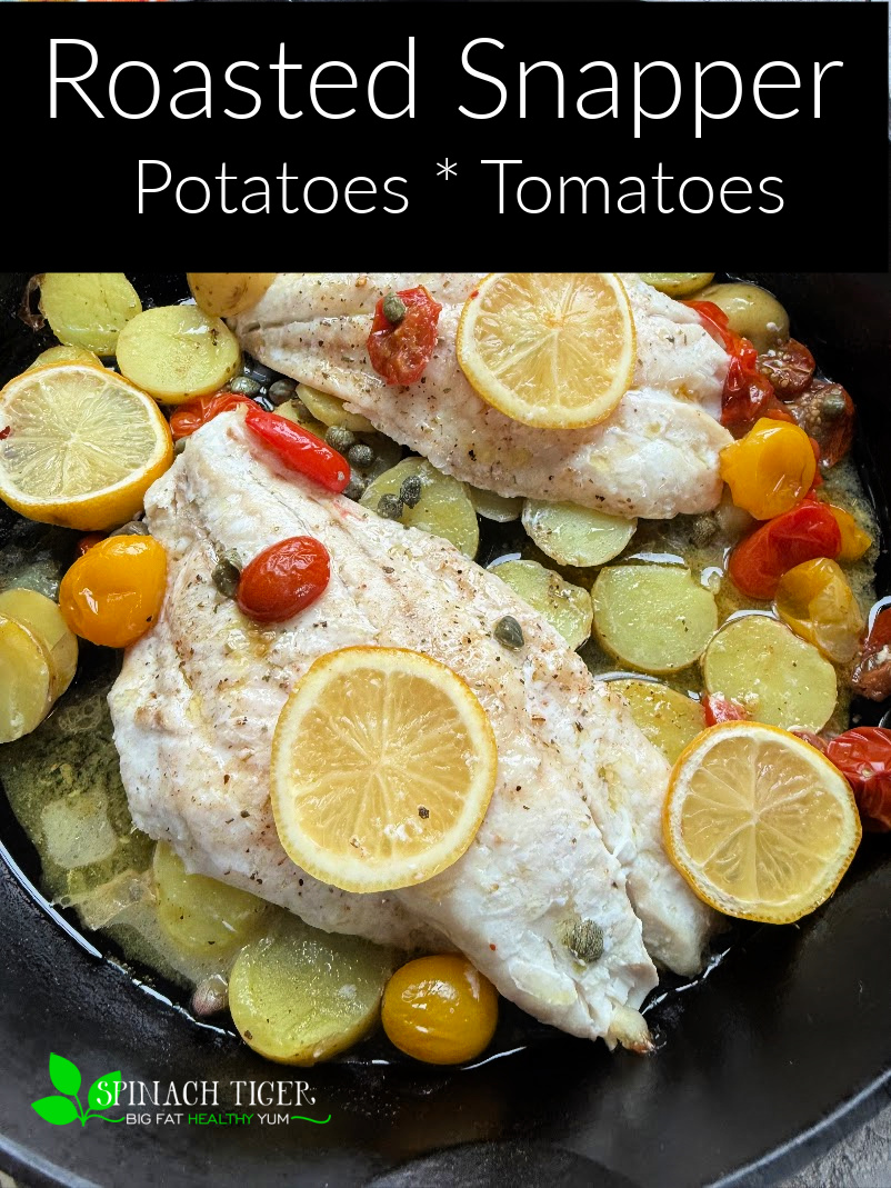 Easy Dinner: Roasted Red Snapper with Potatoes, Tomatoes, Olive Oil, for a healthy mediterranean dinner. via @angelaroberts