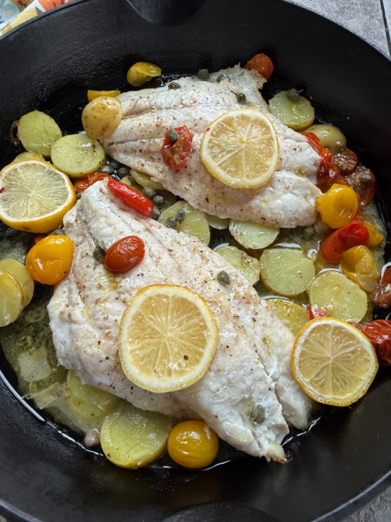 Red Snapper with Potatoes and Tomatoes
