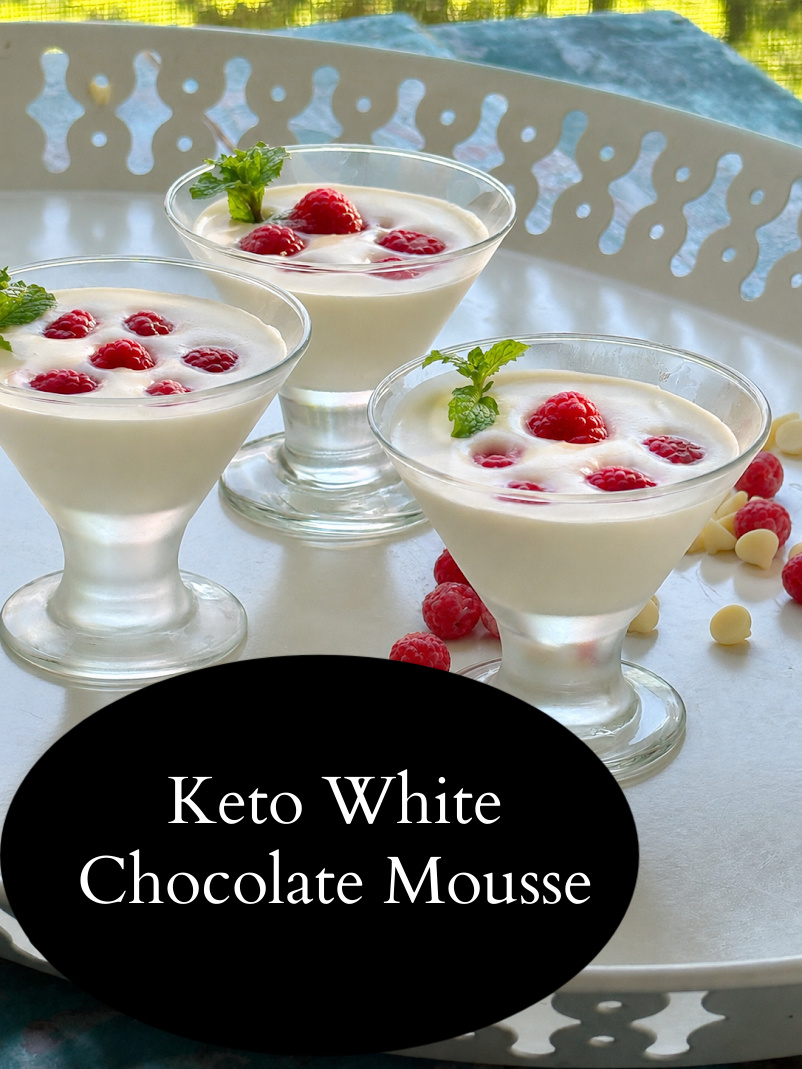 Keto white chocolate mousse with only two ingredients. Use alone as dessert or to fill cakes. via @angelaroberts