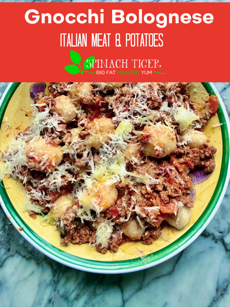 Gnocchi with Bolognese, Italian Meat and Potatoes - Make this great homemade gnocchi or store bought for a very comforting meal. via @angelaroberts