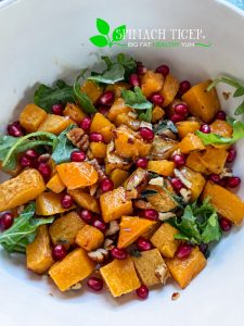 Butternut squash with pecans, pomegranate